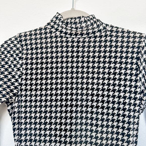 Naked Wardrobe Houndstooth Turtle Neck Long Sleeve Jumpsuit Black White Large - Picture 7 of 11